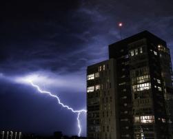 Thunder striking on building